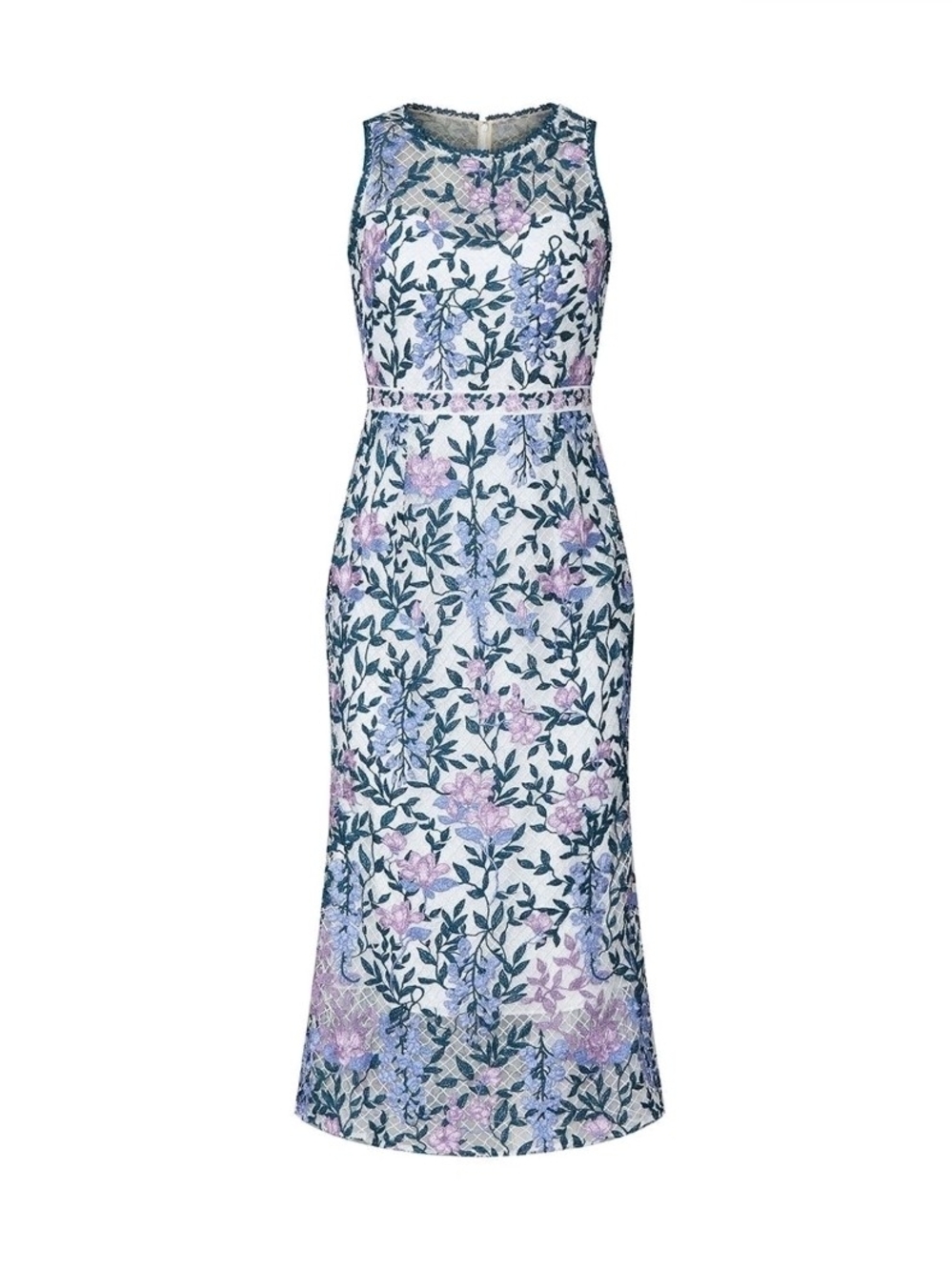Marchesa Floral Lace Sheath Dress in Purple